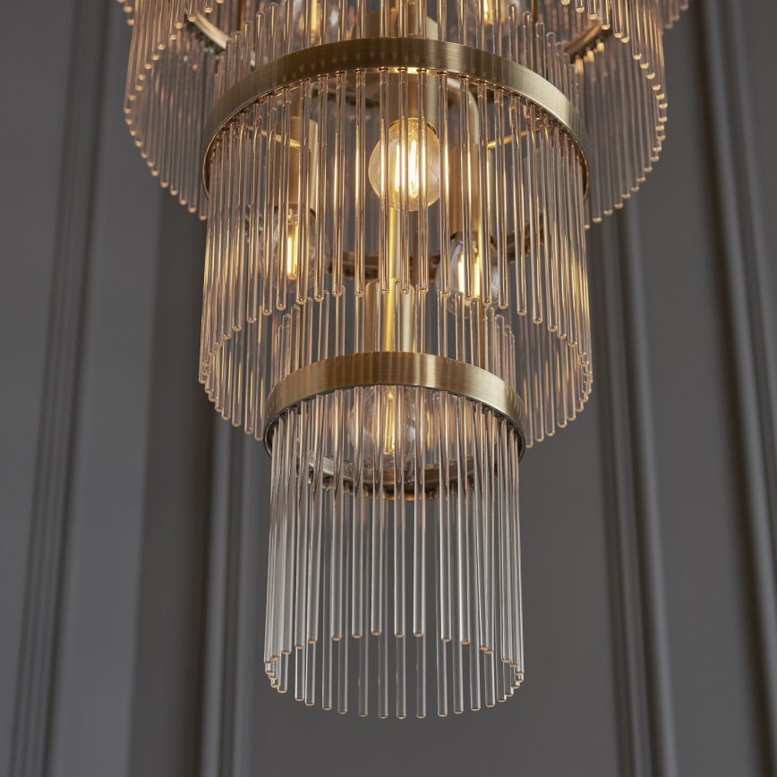Endon 112793 - Lampadario a sospensione con catena MARIETTA GRAND 21xE14/6W/230V ottone/limpido