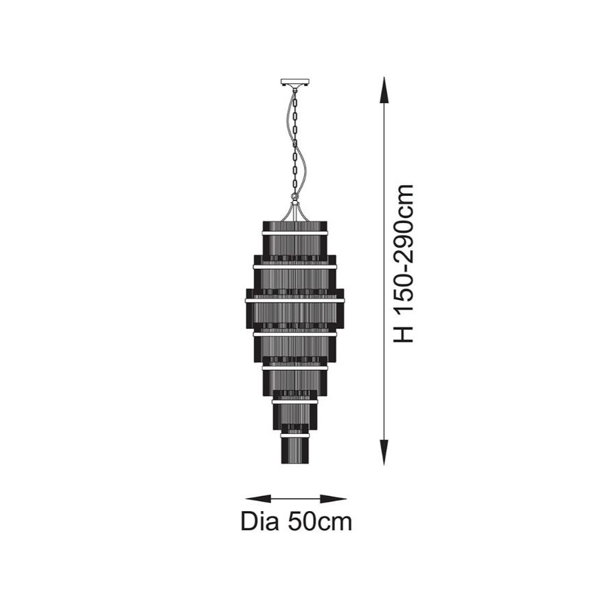 Endon 112793 - Suspension chaîne MARIETTA GRAND 21xE14/6W/230V laiton/transparent