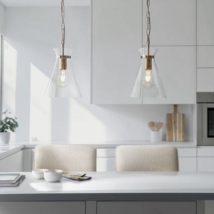 Endon 112859 - Lampadario a catena HARLOW 1xE27/10W/230V ottone