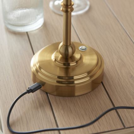 Endon 114800 - Lampe de table à intensité variable rechargeable BURLEY LED/1,5W/5V 3600 mAh laiton/vert