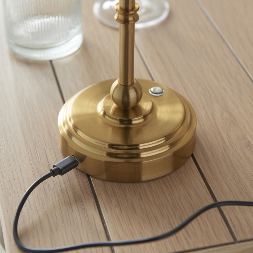 Endon 114800 - Lampe de table à intensité variable rechargeable BURLEY LED/1,5W/5V 3600 mAh laiton/vert