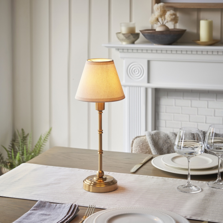 Endon 114811 - Lampe de table LED dimmable rechargeable BURLEY LED/1,5W/5V 3600 mAh laiton/blanc