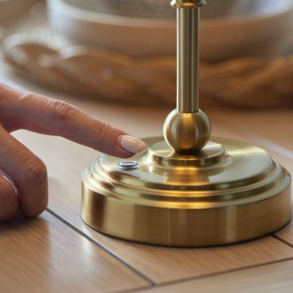 Endon 114811 - Lampe de table LED dimmable rechargeable BURLEY LED/1,5W/5V 3600 mAh laiton/blanc