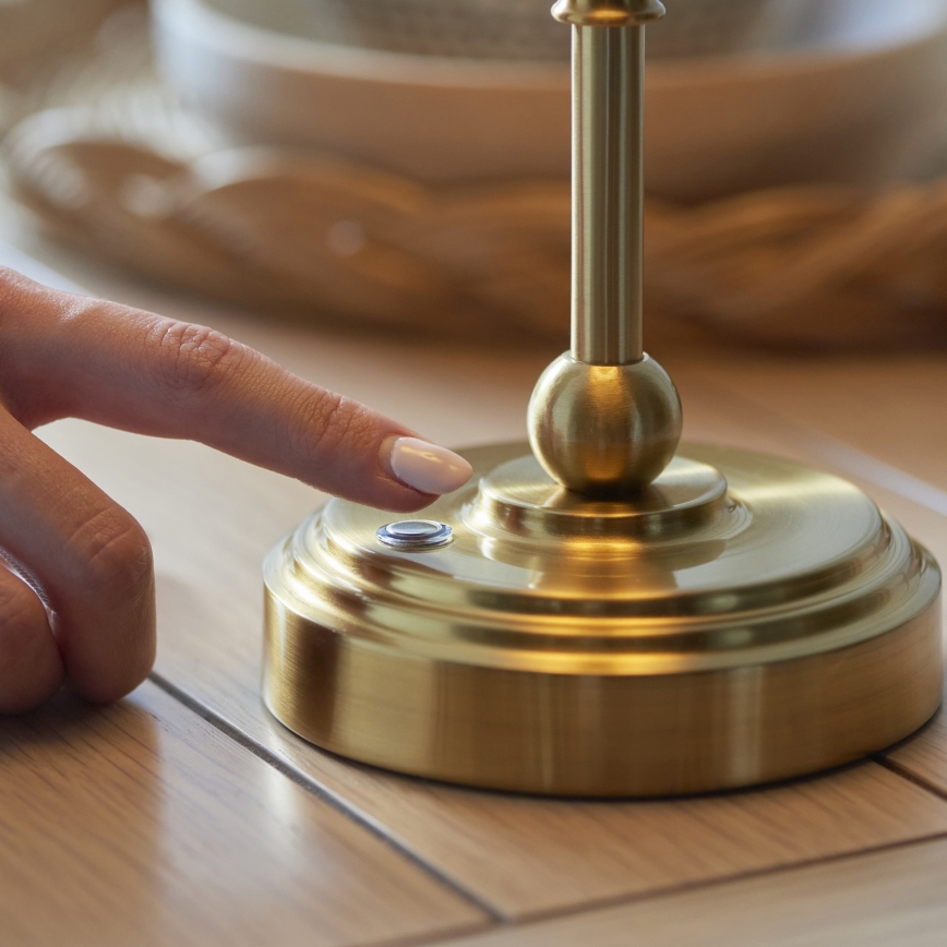 Endon 114811 - Lampe de table LED dimmable rechargeable BURLEY LED/1,5W/5V 3600 mAh laiton/blanc