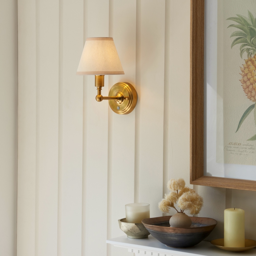 Endon 114830 - Dimmbare, aufladbare LED-Wandleuchte BURLEY LED/1,5W/5V Messing/cremefarben
