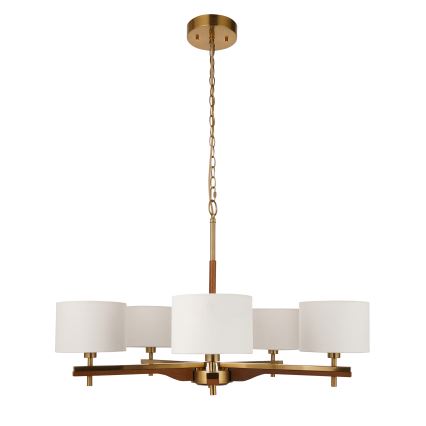 Endon 116994 - Lampadario a catena HEATHCLIFF 5xE14/7W/230V ottone/frassino