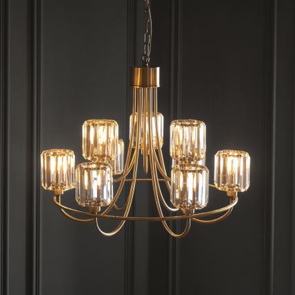 Endon 118934 - Kronleuchter mit Kette BERENICE 9xE14/7W/230V, goldfarben