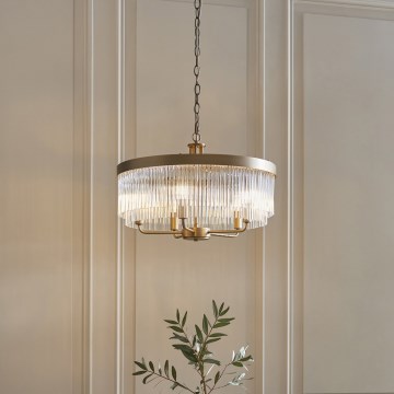 Endon 119110 - Kronleuchter an Kette CLERMONT 5xE14/6W/230V Messing
