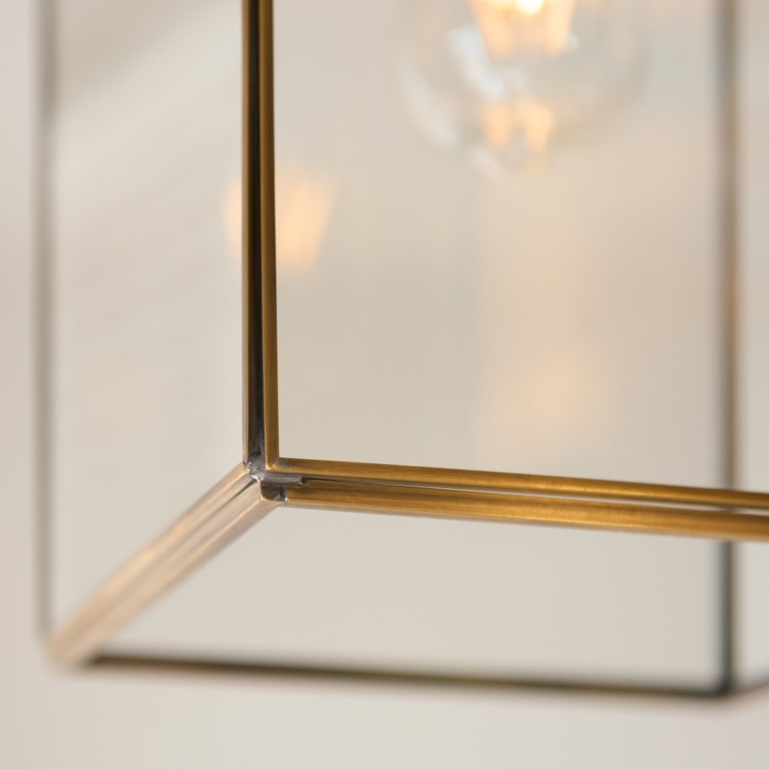 Endon 119141 - Lampadario a catena HAMMOND 1xE27/10W/230V 21,5x21,5 cm ottone