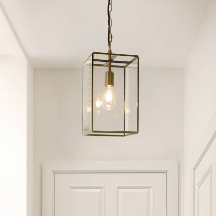 Endon 119141 - Suspension sur chaîne HAMMOND 1xE27/10W/230V 21,5x21,5 cm laiton