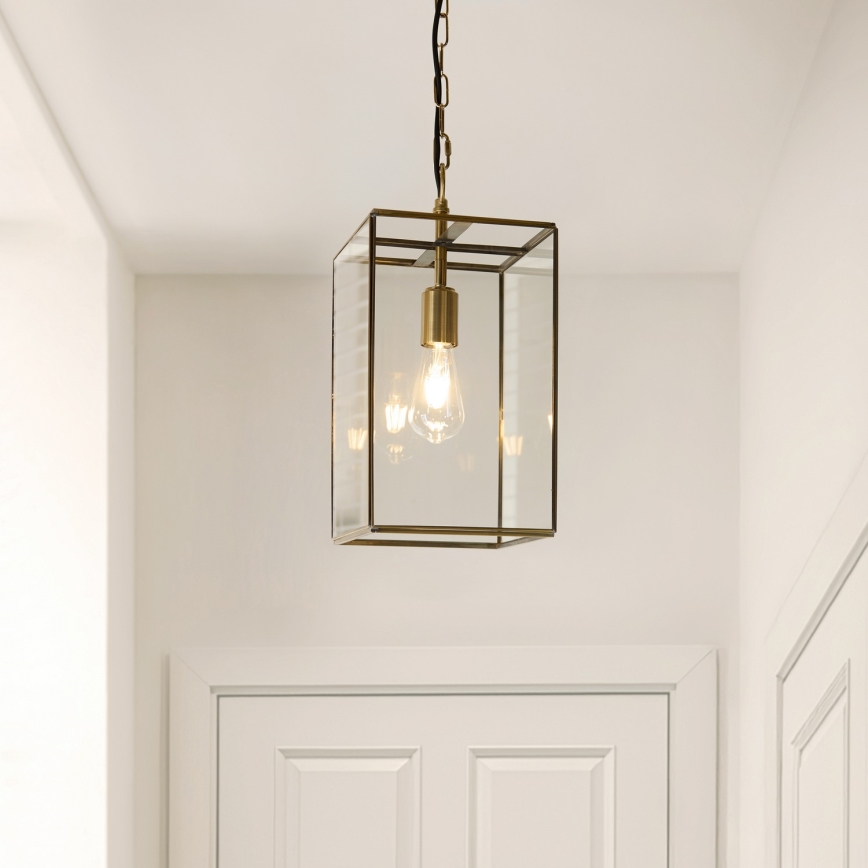 Endon 119141 - Suspension sur chaîne HAMMOND 1xE27/10W/230V 21,5x21,5 cm laiton