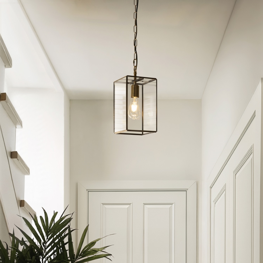 Endon 119142 - Suspension à chaîne HAMMOND 1xE27/10W/230V 17x17 cm laiton