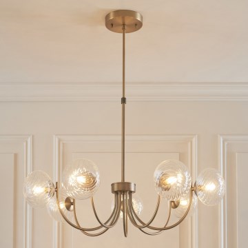 Endon 119224 - Lampadario a sospensione HAGUE 7xG9/5W/230V, finitura ottone