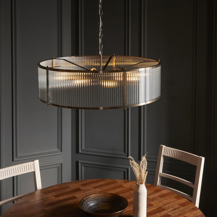 Endon 119455 - Lampadario a catena RIDGETON 8xE14/7W/230V cromo opaco