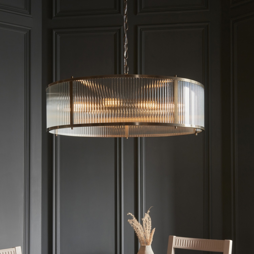 Endon 119455 - Lampadario a catena RIDGETON 8xE14/7W/230V cromo opaco