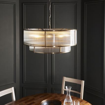 Endon 119456 - Lampadario a catena RIDGETON 8xE14/7W/230V cromo satinato