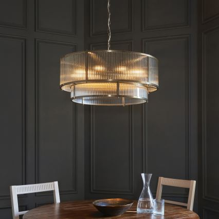 Endon 119456 - Lampadario a catena RIDGETON 8xE14/7W/230V cromo satinato