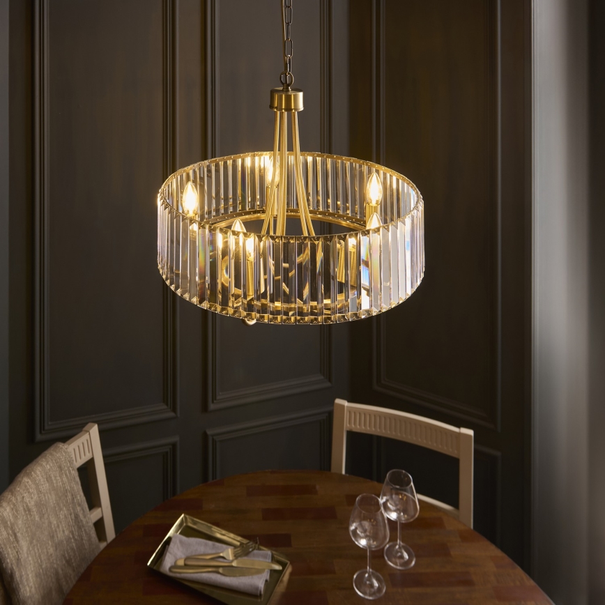 Endon 119610 - Suspension à chaîne VISCONTI, 5 x E14 / 6 W / 230 V, laiton