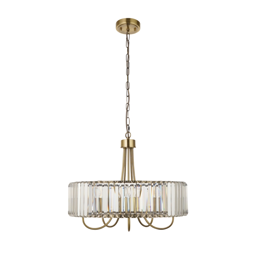 Endon 119610 - Suspension à chaîne VISCONTI, 5 x E14 / 6 W / 230 V, laiton
