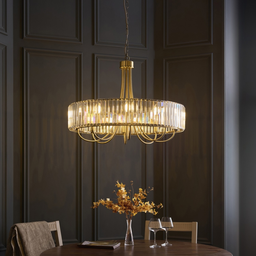 Endon 119611 - Lampadario a catena VISCONTI 8xE14/6W/230V ottone