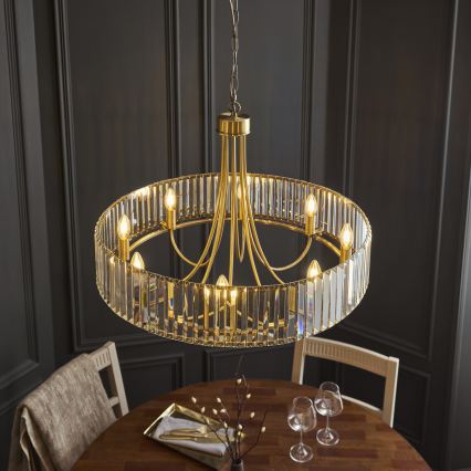 Endon 119611 - Lampadario a catena VISCONTI 8xE14/6W/230V ottone