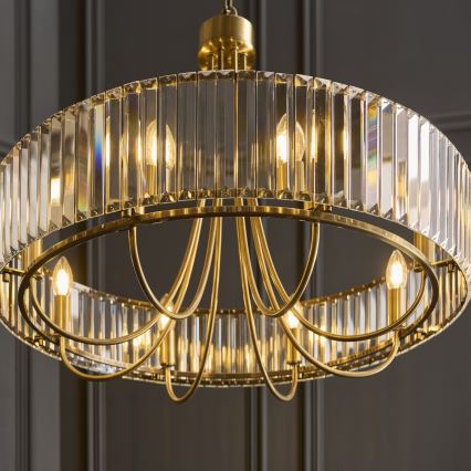 Endon 119611 - Lampadario a catena VISCONTI 8xE14/6W/230V ottone