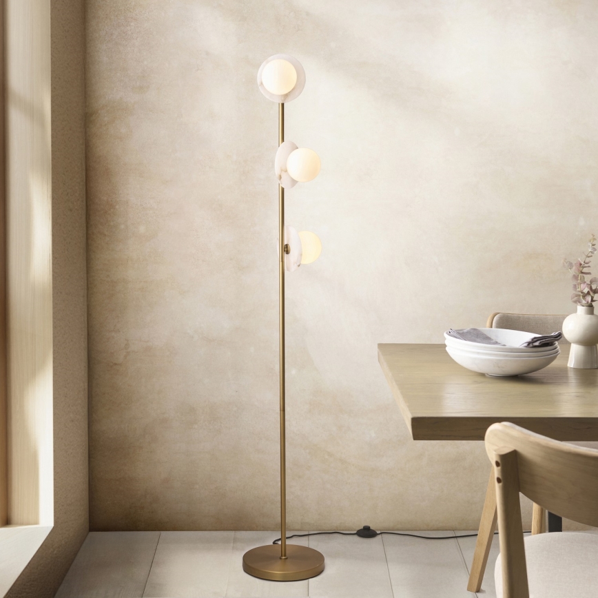 Endon 120042 - Lampada da terra CERCHIO 3xG9/5W/230V in ottone