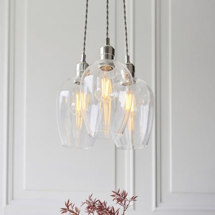 Endon 120644 - Lampadario a sospensione con cavo 3xE27/10W/230V, cromo lucido