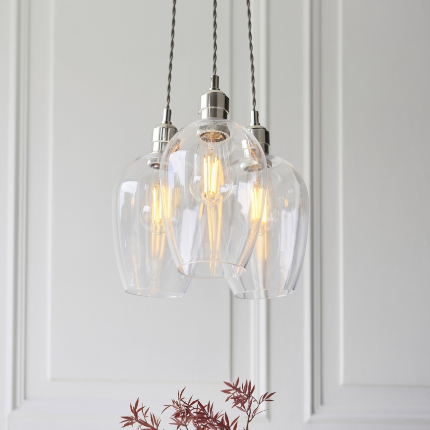 Endon 120644 - Suspension sur câble 3xE27/10W/230V chrome brillant