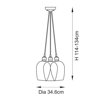 Endon 120648 - Suspension sur câble 3xE27/10W/230V en laiton