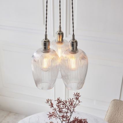 Endon 120652 - Hängeleuchte mit Kabel 3xE27/10W/230V, glänzender Chrom