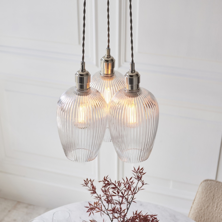 Endon 120652 - Lampadario a sospensione con cavo 3xE27/10W/230V cromo lucido