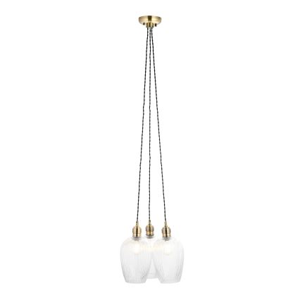 Endon 120656 - Lampadario a sospensione con cavo 3xE27/10W/230V ottone