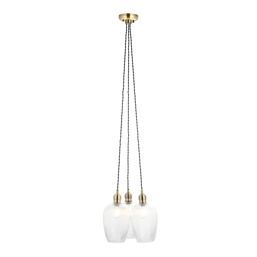 Endon 120656 - Lampadario a sospensione con cavo 3xE27/10W/230V ottone