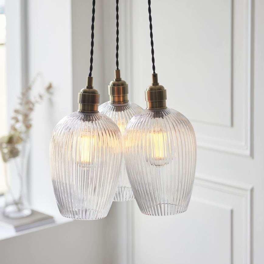 Endon 120656 - Lampadario a sospensione con cavo 3xE27/10W/230V ottone