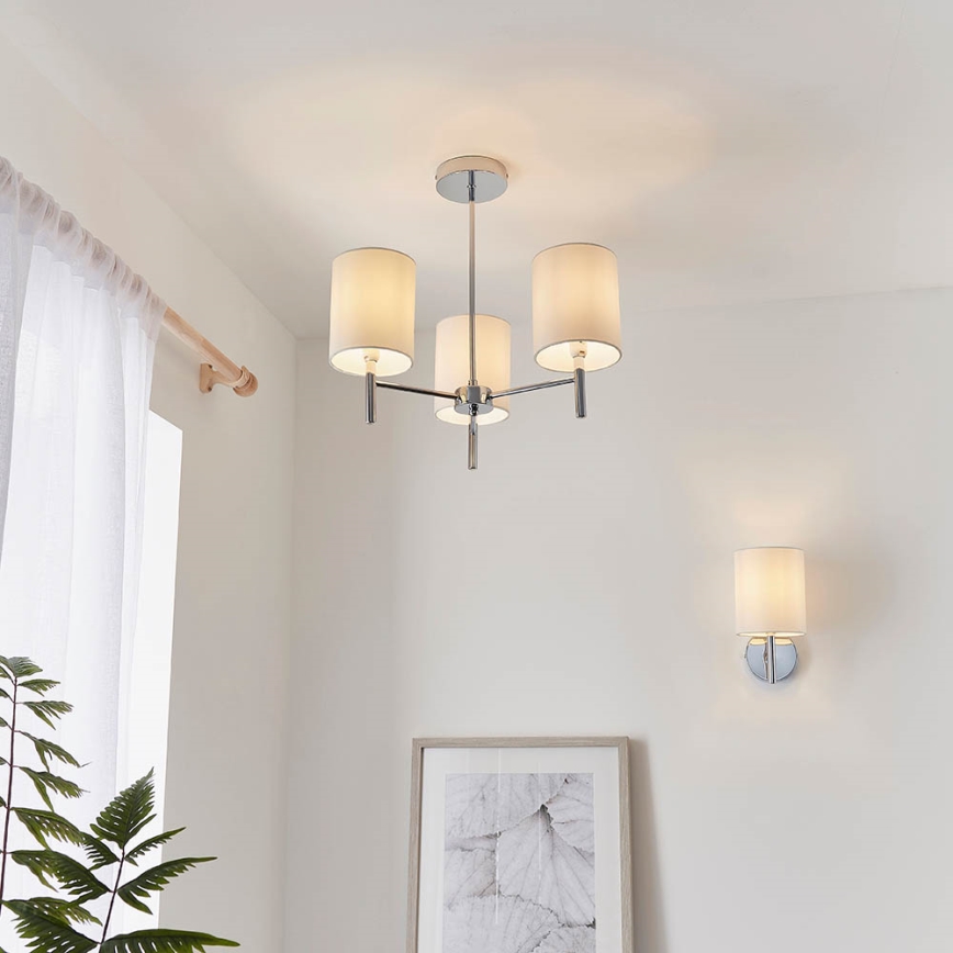 Endon 56642 - Lampadario a sospensione con supporto rigido BRIO 3xE14/40W/230V cromo lucido/bianco