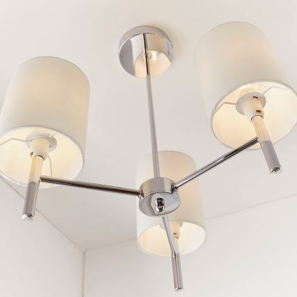 Endon 56642 - Lampadario a sospensione con supporto rigido BRIO 3xE14/40W/230V cromo lucido/bianco