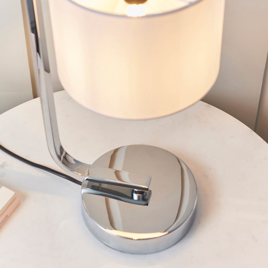 Endon 57917 - Dimmbare Tischleuchte CANNING 1xE14/40W/230V glänzender Chrom/weiß