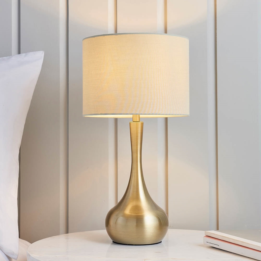 Endon 61191 - Dimmbare Tischlampe PICCADILLY 1xE14/40W/230V Messing/beige