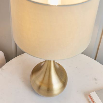 Endon 61191 - Dimmbare Tischlampe PICCADILLY 1xE14/40W/230V Messing/beige