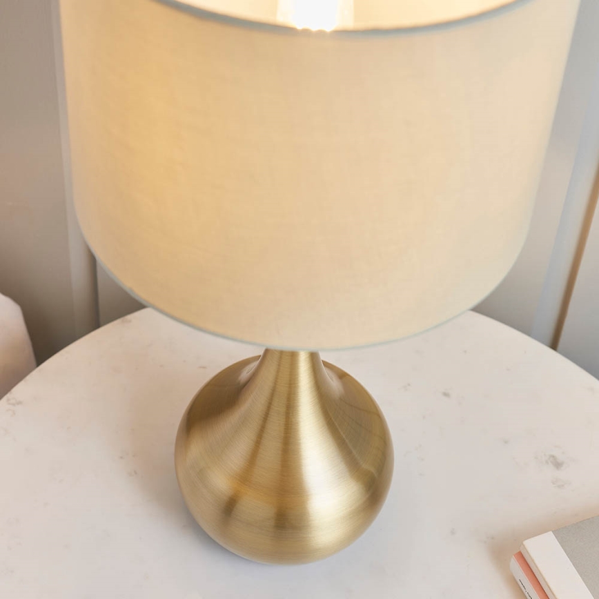 Endon 61191 - Lampada da tavolo dimmerabile PICCADILLY 1xE14/40W/230V ottone/beige