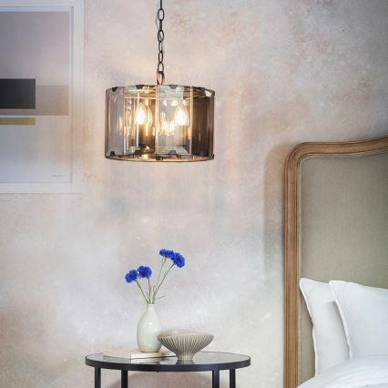 Endon 61281 - Lampadario a sospensione CLOONEY 4xE14/40W/230V nero/vetro fumé