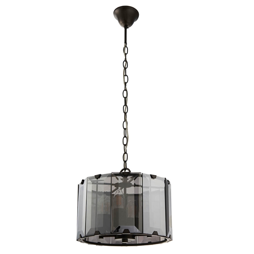 Endon 61281 - Lampadario a sospensione CLOONEY 4xE14/40W/230V nero/vetro fumé