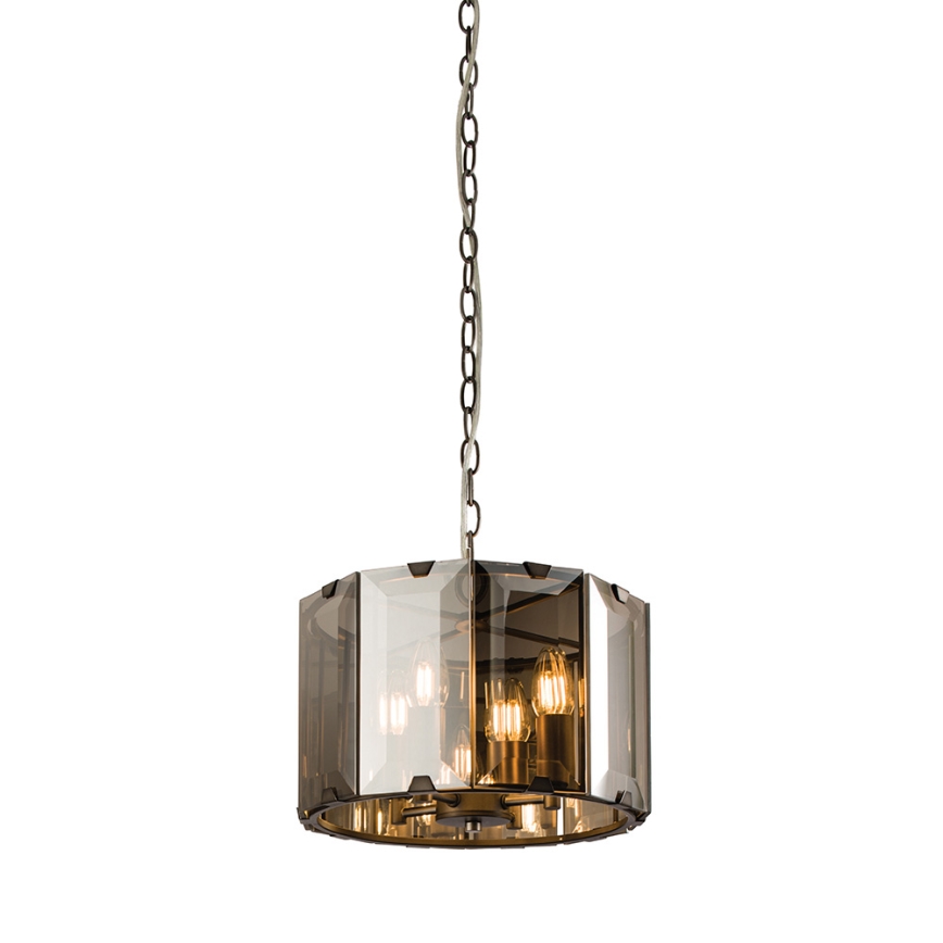 Endon 61281 - Lampadario a sospensione CLOONEY 4xE14/40W/230V nero/vetro fumé