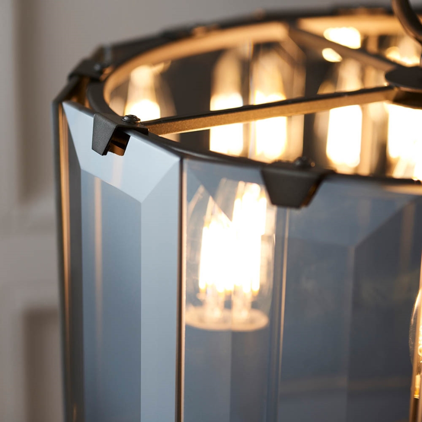 Endon 61281 - Lampadario a sospensione CLOONEY 4xE14/40W/230V nero/vetro fumé
