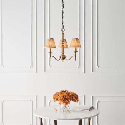Endon 63628 - Lampadario a catena STANFORD 3xE14/40W/230V ottone/beige