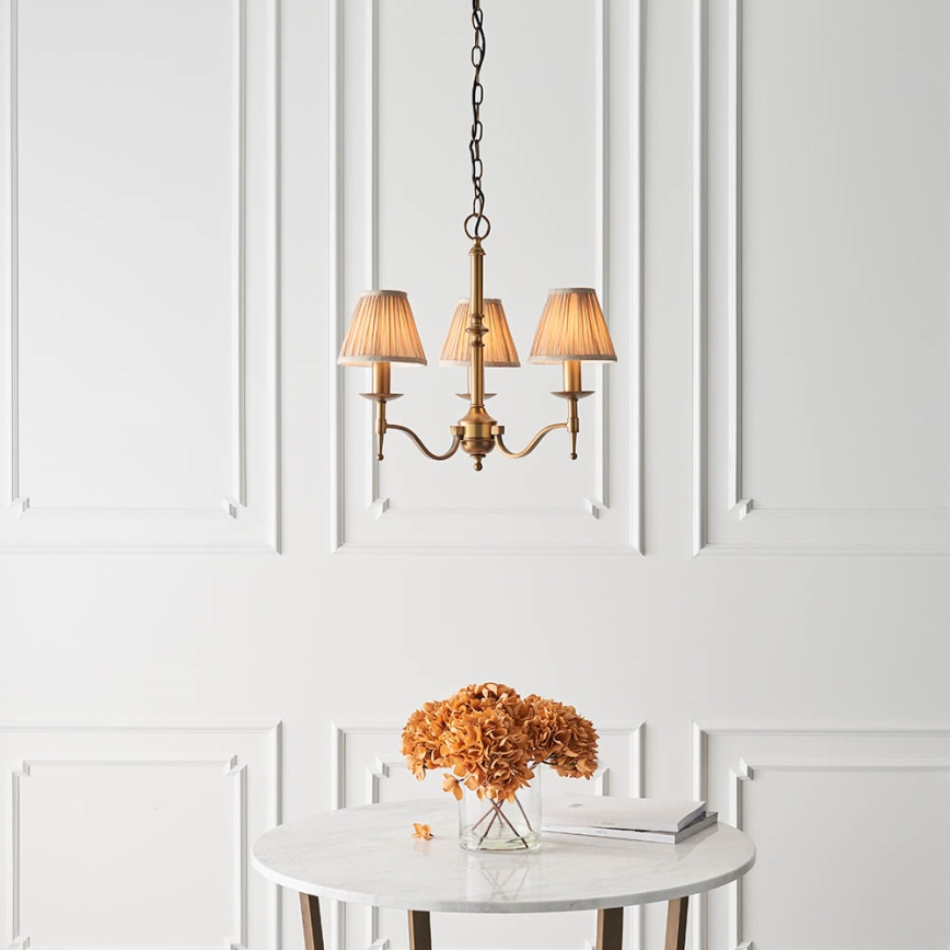 Endon 63628 - Lampadario a catena STANFORD 3xE14/40W/230V ottone/beige