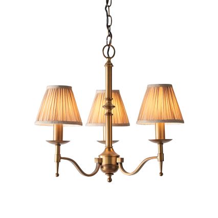 Endon 63628 - Lampadario a catena STANFORD 3xE14/40W/230V ottone/beige