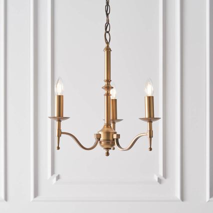 Endon 63628 - Lampadario a catena STANFORD 3xE14/40W/230V ottone/beige