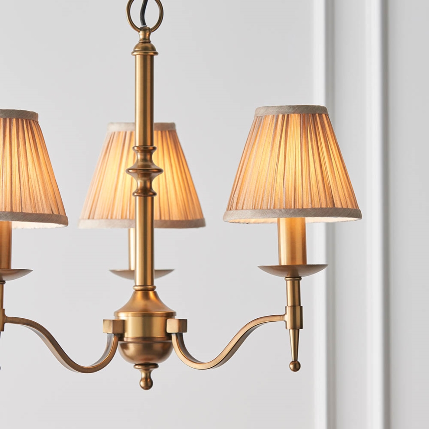 Endon 63628 - Lampadario a catena STANFORD 3xE14/40W/230V ottone/beige